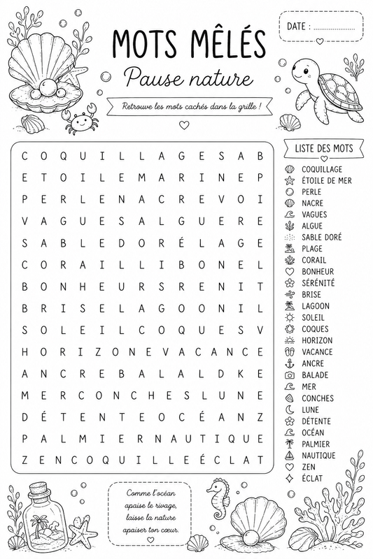 Mots Mêlés - Coquillage