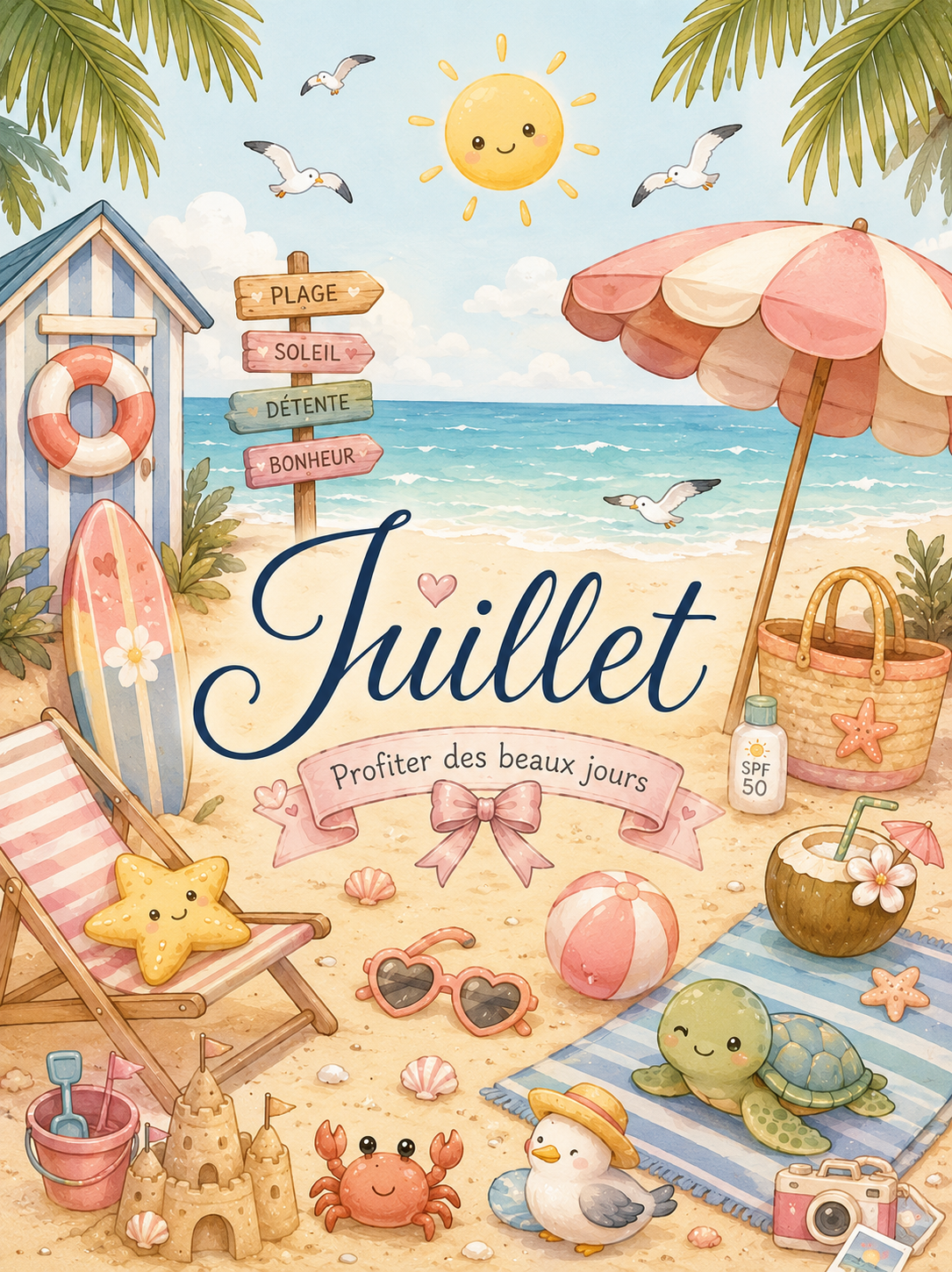 Dashboard Juillet - Thème Vacances à la plage
