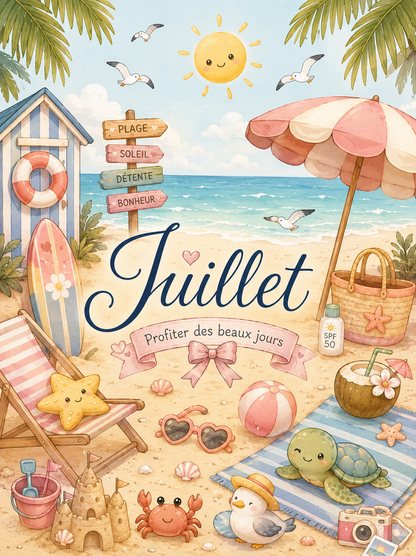 Dashboard Juillet - Thème Vacances à la plage