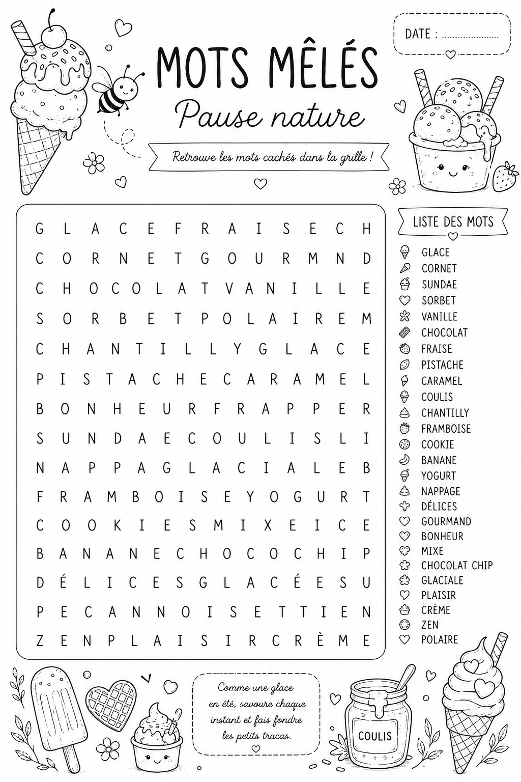 Mots Mêlés - Glace