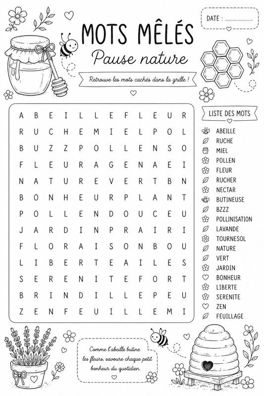 Mots Mêlés - Abeille
