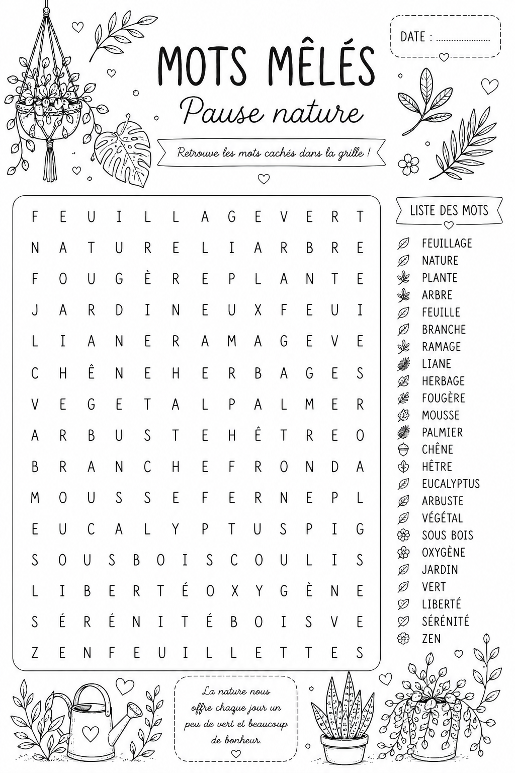 Mots Mêlés - Feuillage